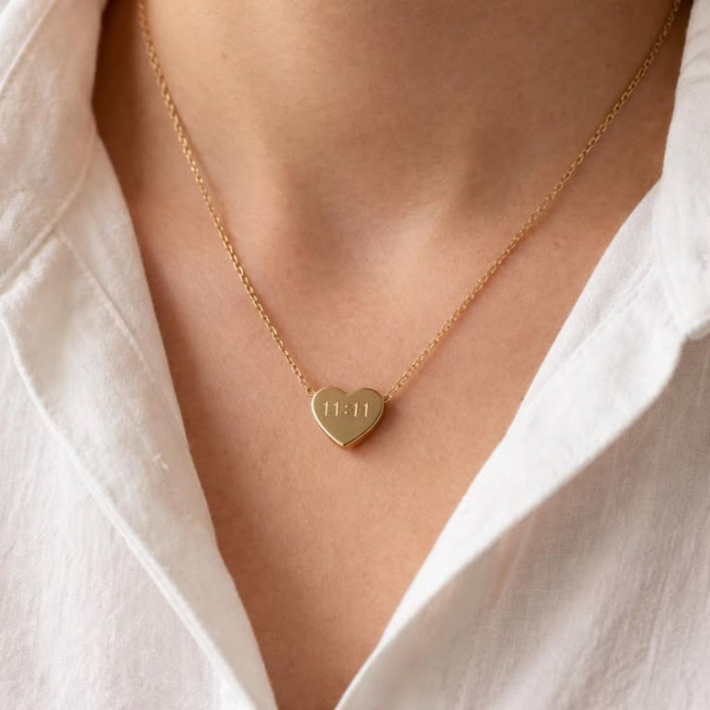 11:11 Heart Minimal Anti-Tarnish Pendant