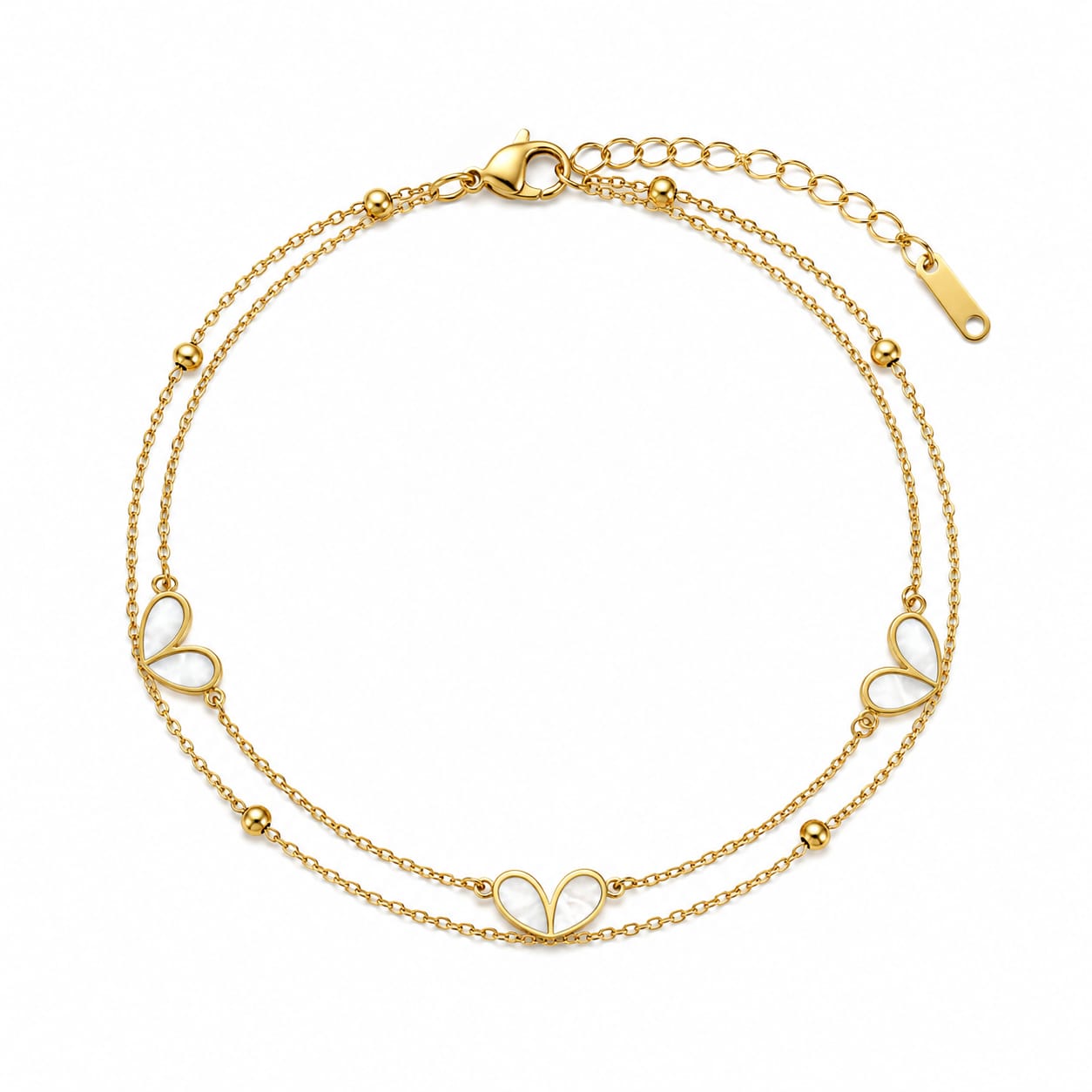 Serelle Heart Charm Layered Anklet