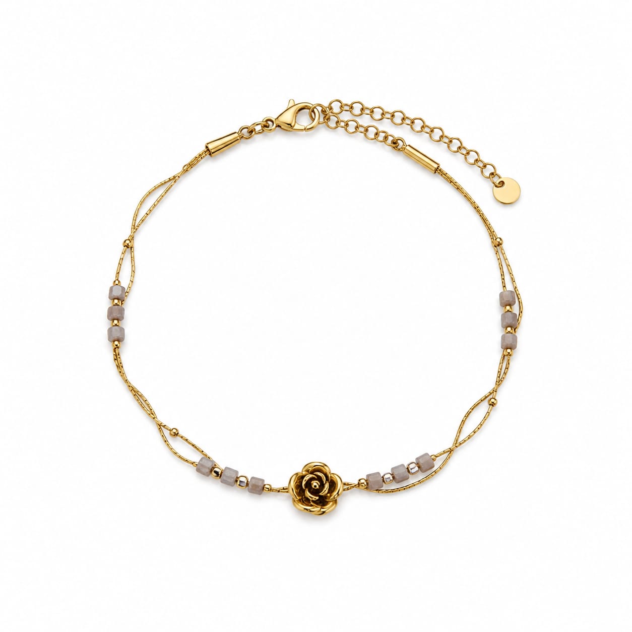Pearl Drop Charm Layered Anti-Tarnish Bracelet