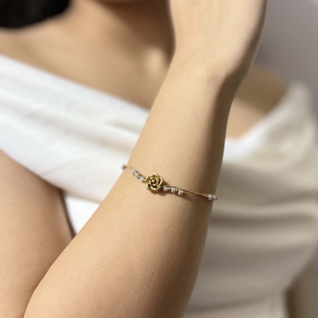 Pearl Drop Charm Layered Anti-Tarnish Bracelet