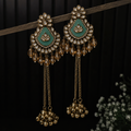 Kashmiri Mint Green Statement Ghunghroo Earrings