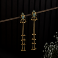 Kashmiri Aqua Stone Ghunghroo Drop Earrings