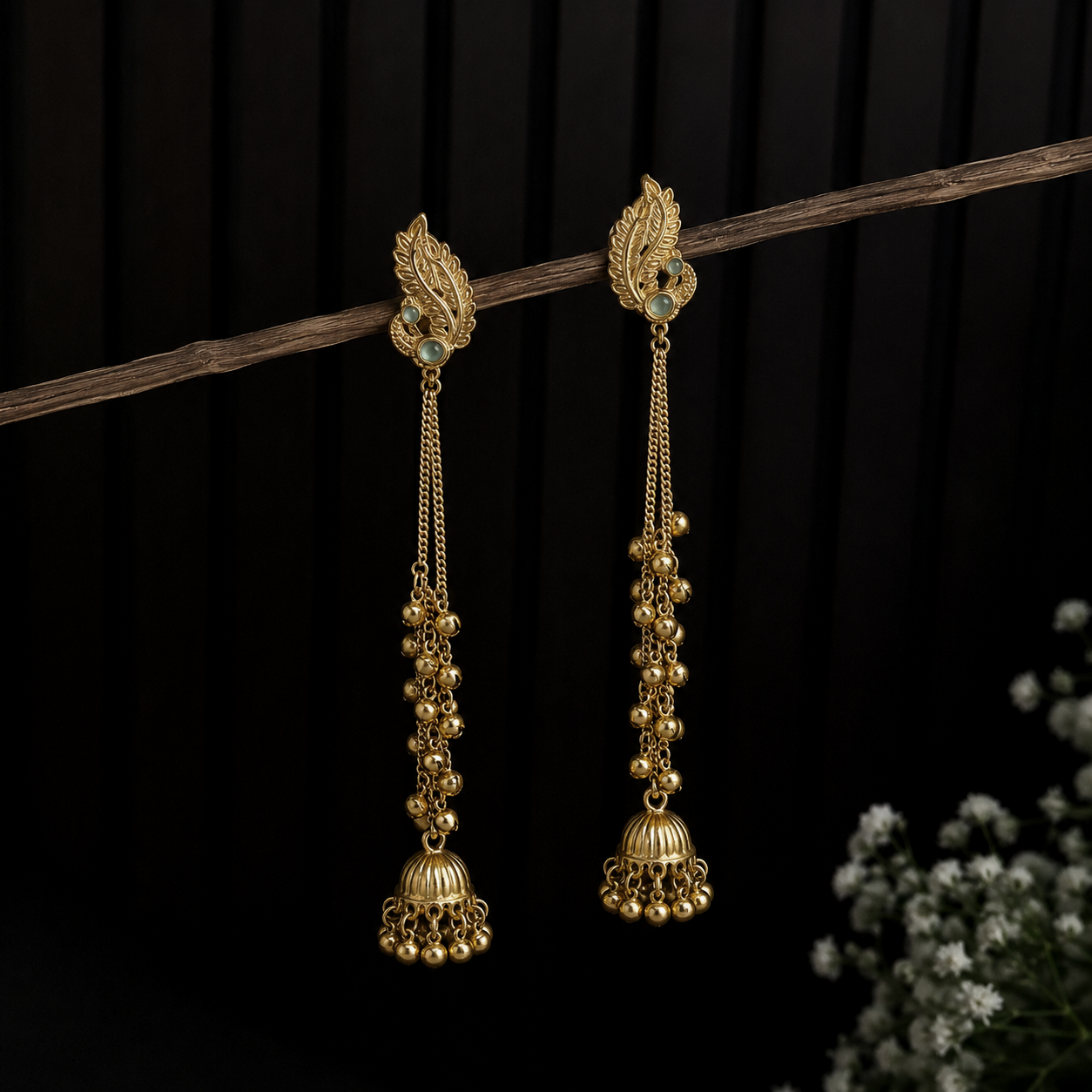 Royal Peacock Kashmiri Jhumka Drop Earrings