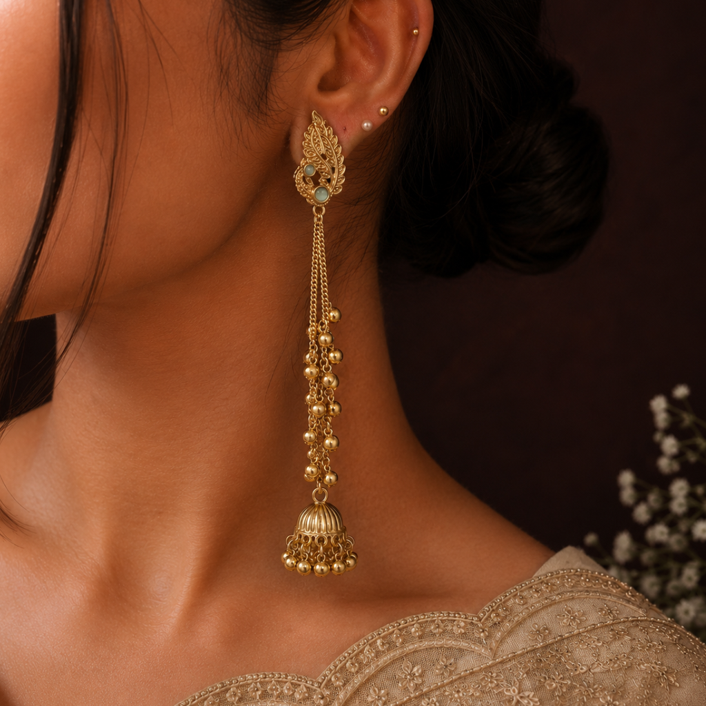 Royal Peacock Kashmiri Jhumka Drop Earrings