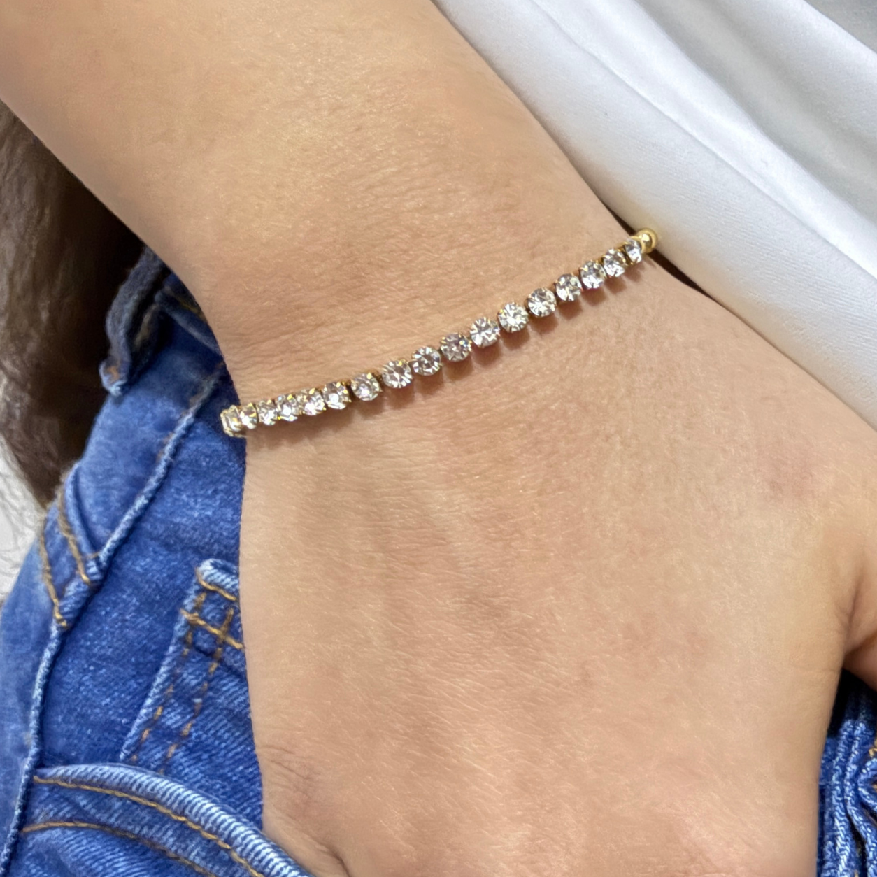 Dual Tone Zircon Tennis Bracelet