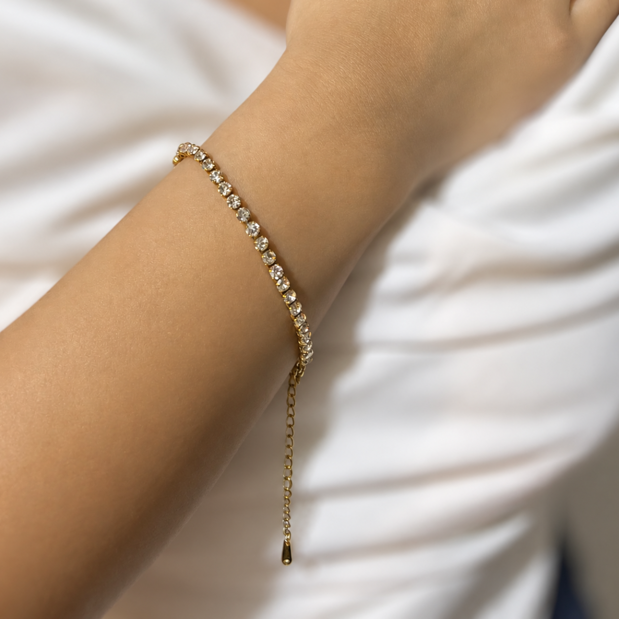 Dual Tone Zircon Tennis Bracelet