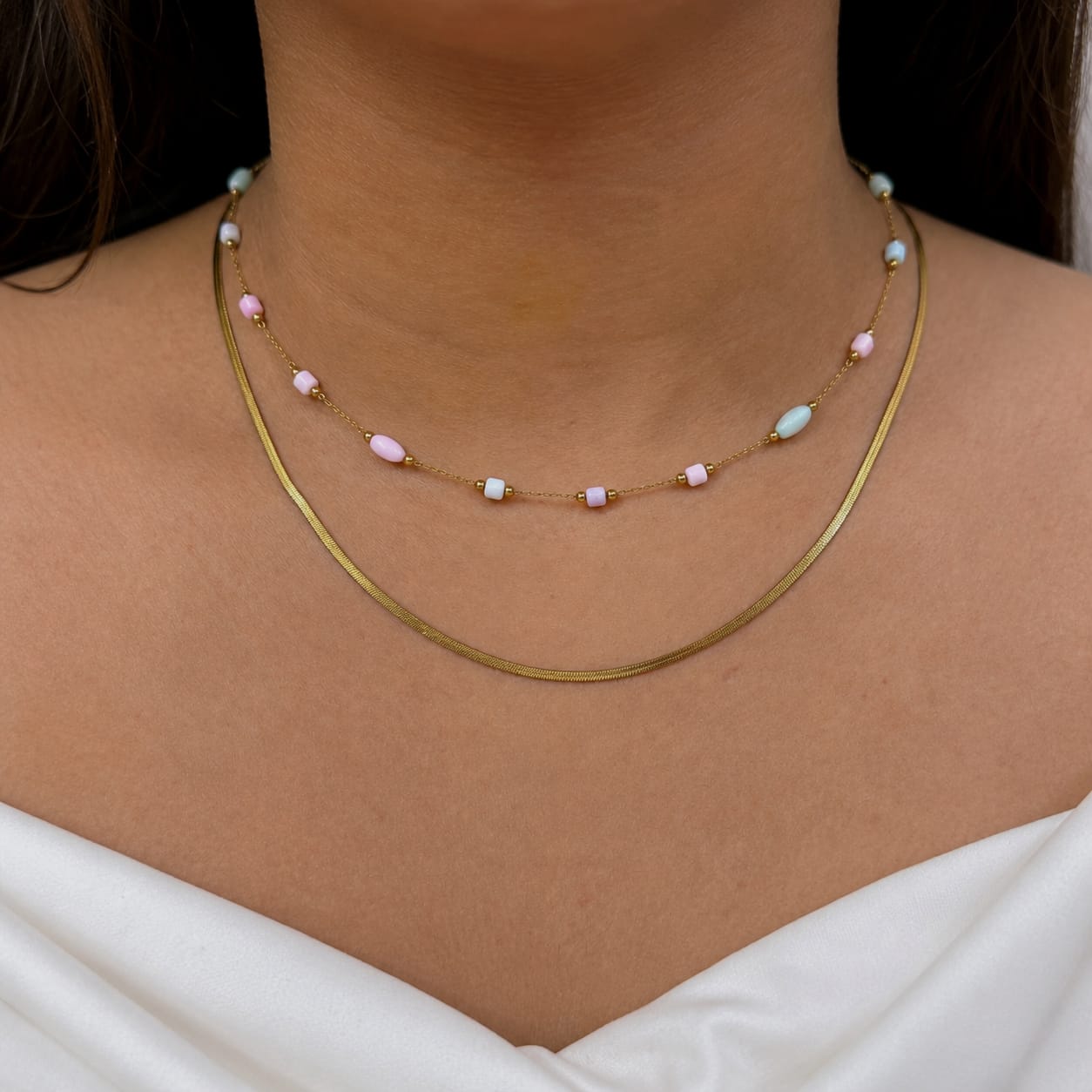 Pastel Beaded Layered Necklace