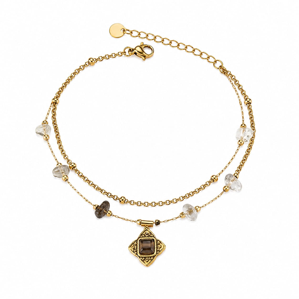 Emerald Charm Dual Layer Anti-Tarnish Bracelet
