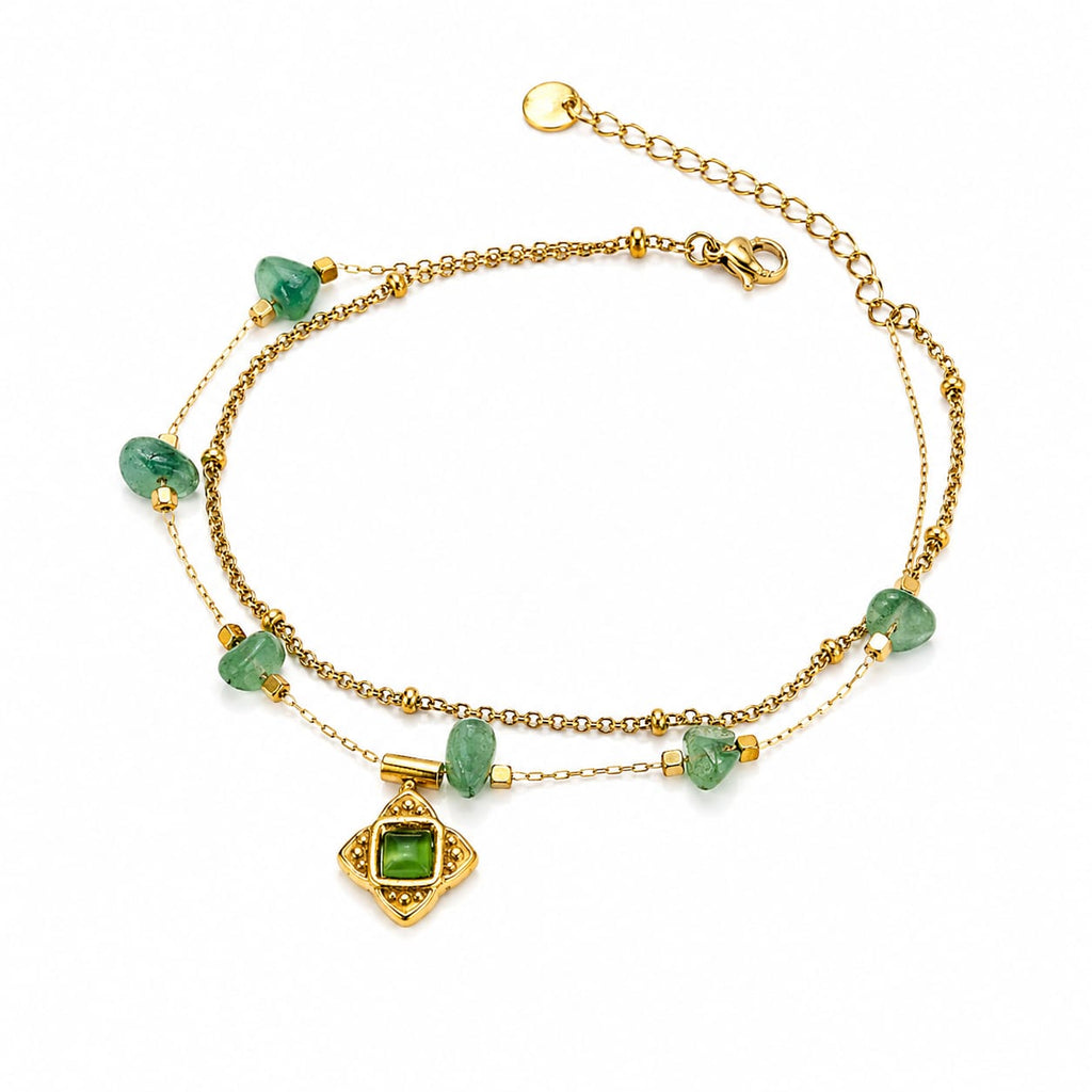 Emerald Charm Dual Layer Anti-Tarnish Bracelet